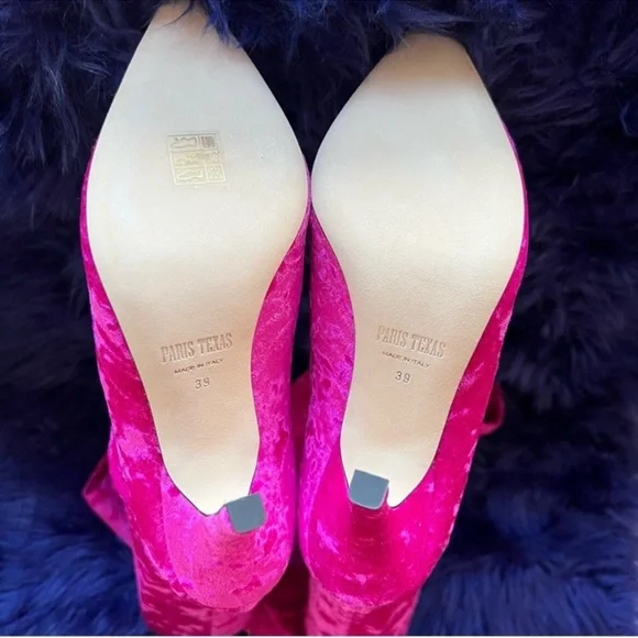 Paris Texas “Mama” Crushed Velvet Over-the-Knee Boots in Hot Pink - Picture 13 of 14